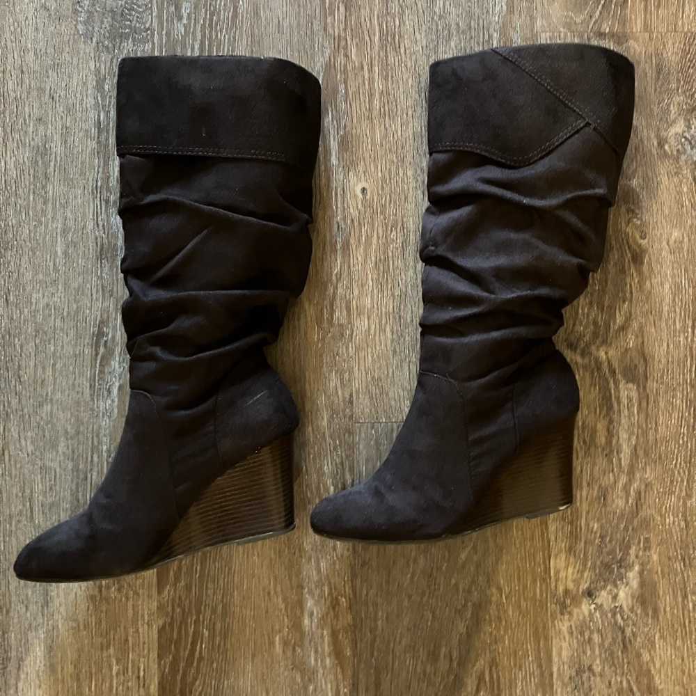 Rampage Shireen Chocolate Brown Women’s Faux Suede Slouch Boots - Size 9 1/2 - Picture 3 of 6